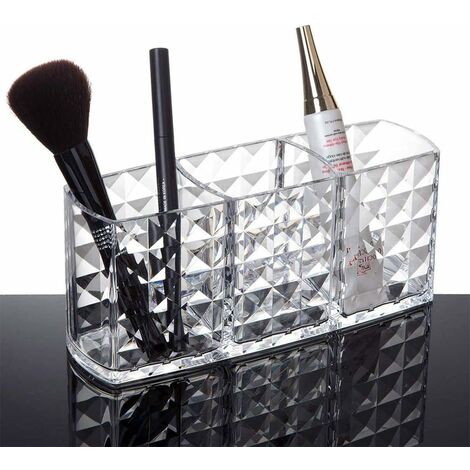 Ben-gi Cube Transparent Forme Porte-Brosse de Maquillage de Bureau Pen Boîte de Rangement Organisateur de Bureau Papeterie 