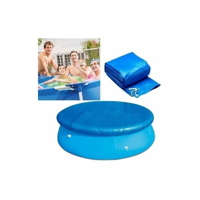 Couverture de piscine, couverture de protection de piscine ronde avec corde-Ensoleillé