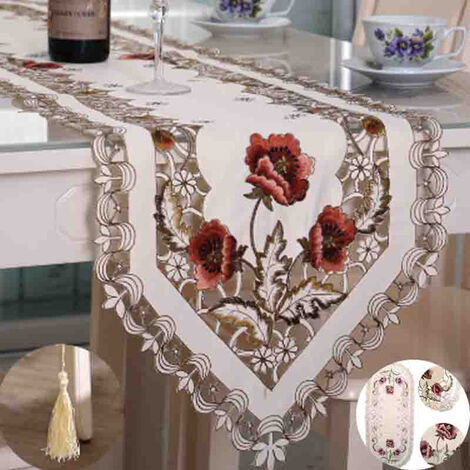 1pc Nappe Tissu Broderie Fleur Décor De Table Rectangle - Temu France
