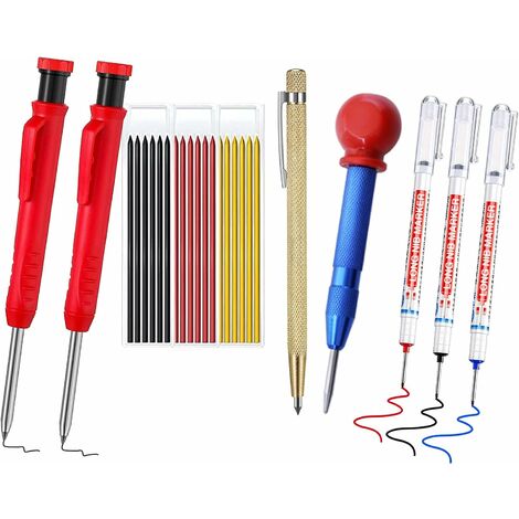 LTS FAFA Ensemble de 10 marqueurs pour trous profonds Ensemble de crayons de charpentier Ensemble de crayons de charpentier pour travaux de bricolage sur bois, carton, tôle d'acier