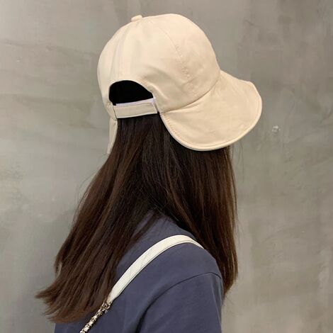LTS FAFA Femmes filles couleur unie casquette de baseball coton extérieur parasol chapeau grand chapeau seau à larges bords café