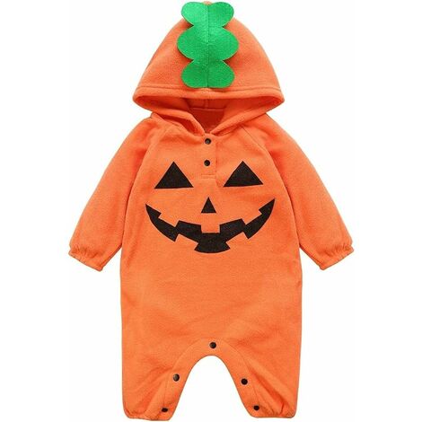 LTS FAFA Halloween Costume Citrouille Visage Enfants Garçons Filles À Capuche Body Combinaison Pyjamas