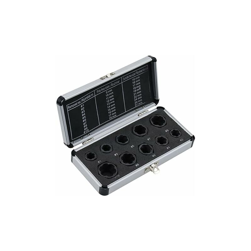 10 Satz kurzer Schraubenausdreher, Schraubenmuttern-Entfernungswerkzeugsatz, metrisches 9-19 mm Mutternentfernungswerkzeug-Set mit | 08718982345805 10 Satz kurzer Schraubenausdreher, Schraubenmuttern-Entfernungswerkzeugsatz, metrisches 9-19 mm Mutternentfernungswerkzeug-Set mit | 08718982345805