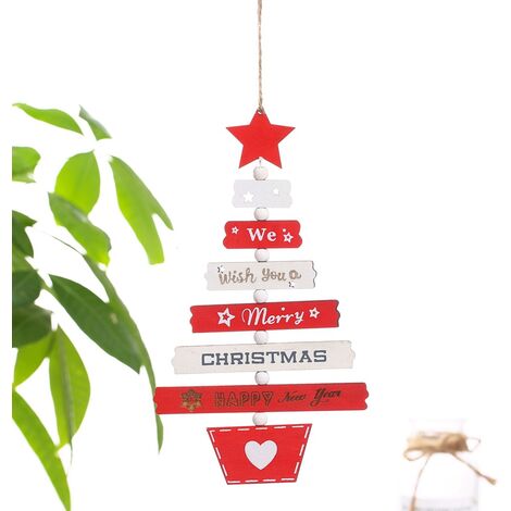 LTS FAFA Ornements d'arbre de Noël Fournitures de décoration de Noël Couleur en bois laser creux créatif pendentif d'arbre de Noël (rouge)