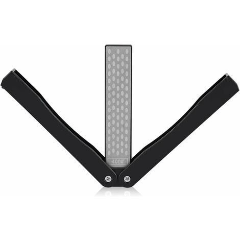 LTS FAFA Pierre à aiguiser diamantée à double grain, grain 400/600 pour couteau à aiguiser pliable et portable pour camping, cuisine, jardin (noir)