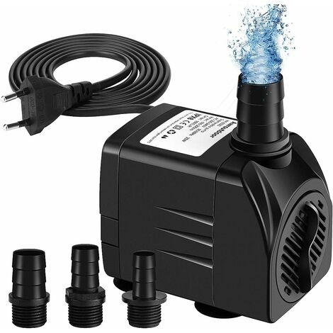 LTS FAFA Pompe Eau Submersible, 25W 1500L / H Mini Pompe Aquarium,Ajustable Pompe Fontaine pour Étang Fontaine Réservoir de Poissons avec 3 Buses, (Bruit de 20 à 30 DB)