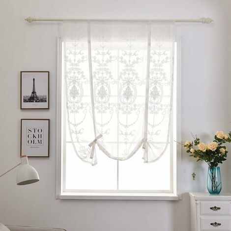 LTS FAFA Rideau enveloppant rideaux rideaux en verre transparent Barilla décor de cuisine balcon bistrot chambre 60 x 120 cm blanc