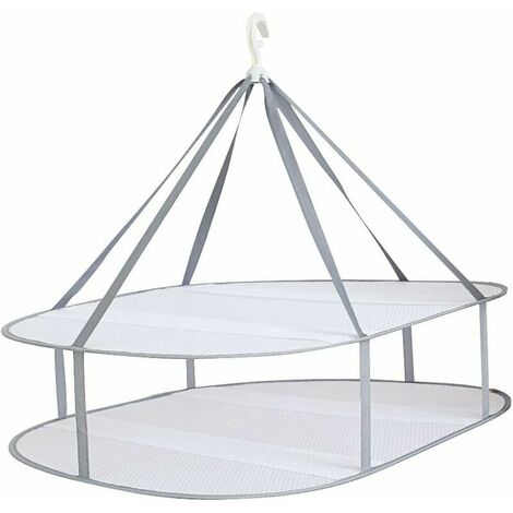 LTS FAFA Séchoir à chandail suspendu, cintre en maille pliable à 2 niveaux pour chandails, vêtements délicats et maillots de bain