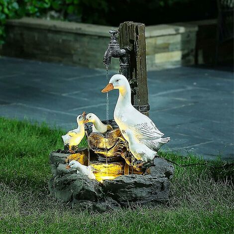 LTS FAFA Statue de jardin de pelouse Sculpture d'eau Fontaine animale décorative avec lumière