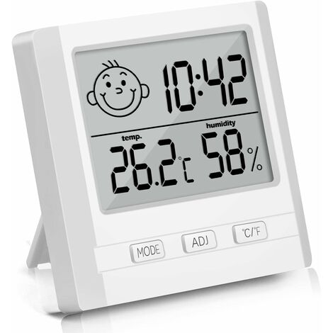 Retoo Hygromètre Thermometre Interieur Portable Professionnel à Grand Écran  avec Horloge, Thermomètre Blanc Précis, Hygromètrepour la Maison, Chambre  de Bébé, Bureau, Serre : : Jardin