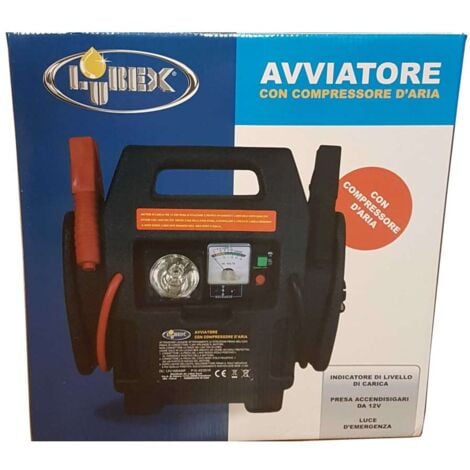 Lubex Avviatore Auto con Compressore - Nero e Rosso - 12V