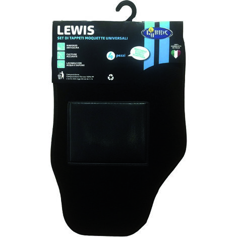 Lubex SET 4 TAPPETI UNIVERSALI PER AUTO IN MOQUETTE ''LEWIS'' con grip antiscivolo