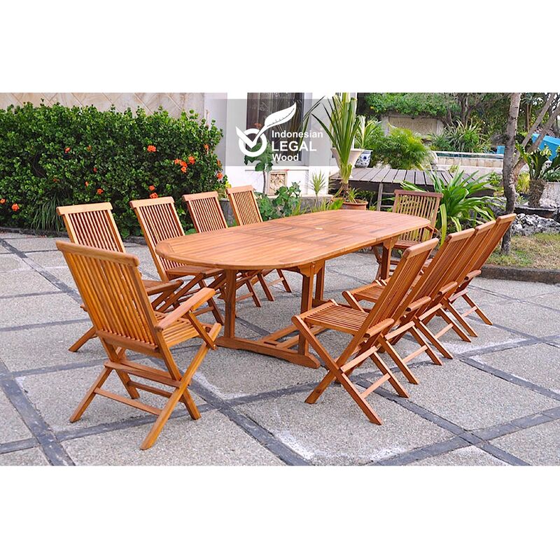 Lubok Salon De Jardin Teck Huile 10 Personnes Table Ovale 8