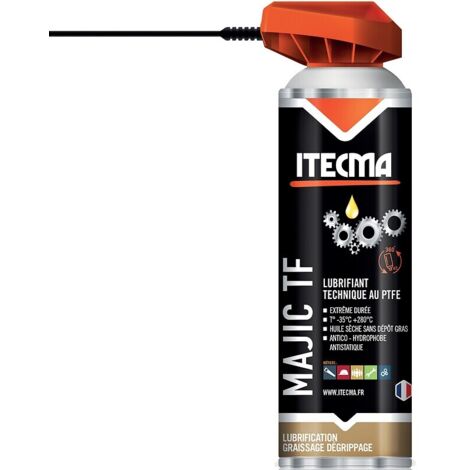 Lubrifiant de synthèse multifonctions haute température MAJIC TF au PTFE Hydrophobe et antistatique aérosol 650 ml brut- 500 ml net - ITW SPRAYTEC ITECMA
