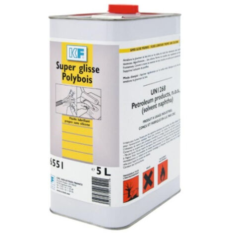 Lubrifiant Super glisse Polybois 5L – Fluide incolore pour machines à bois – Réduit les frottements – 6551 – KF