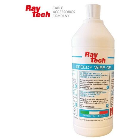 Raytech scorricavo tirafilo in gel trasparente scivolante per l’infilaggio dei cavi - bottiglia 1lt Speedy Wire Gel