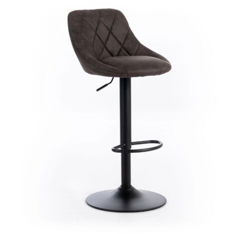Luca, Set di 2 Sgabelli regolabili in microfibra Grigio scuro (45cm X 50cm H. 84/100cm)