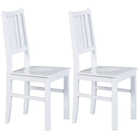 LUCAIN - Lot de 2 Chaises en Bois Massif Blanc
