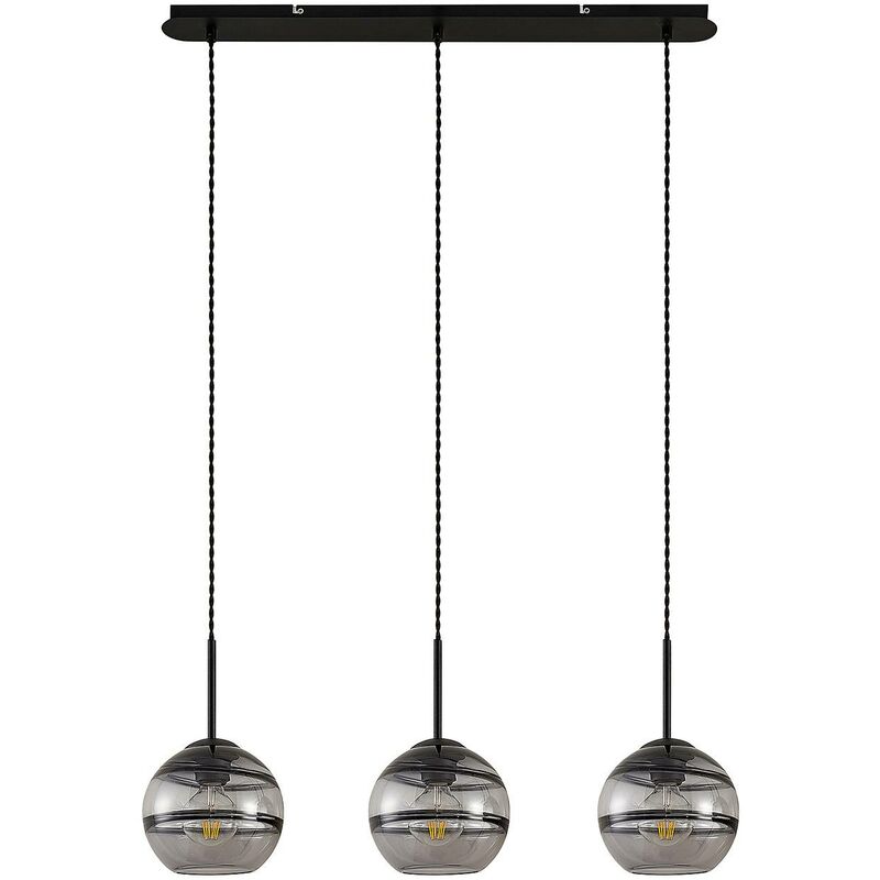 Ably sospensione vetro fumè, 3 luci - fumè, nero