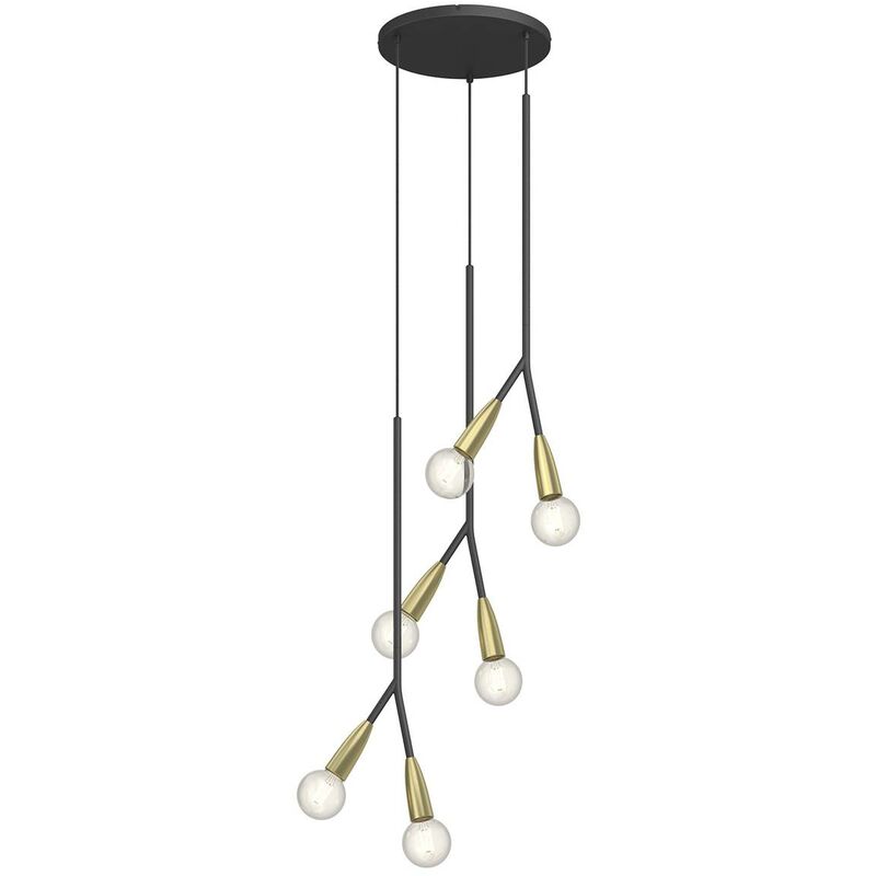 

Carlea colgante 6 luces negro-latón - Lucande