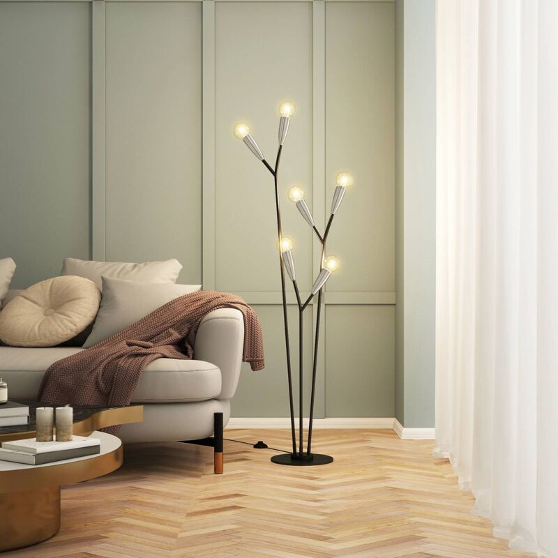 

Carlea lámpara de pie 6 luces negro-níquel - Lucande