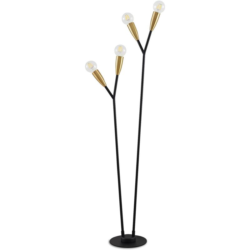 Carlea Stehleuchte, 4-fl., schwarz-messing - Lucande