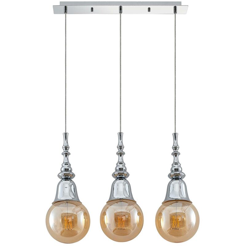 

Gesja colgante, 3 luces, largo, cromo - Lucande