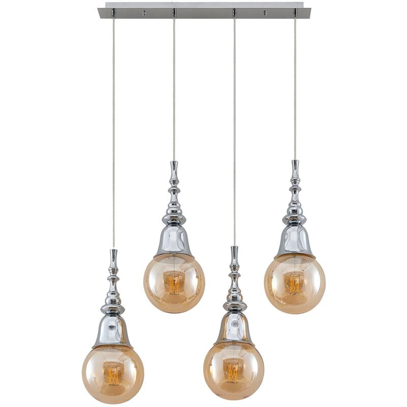 

Gesja colgante, 4 luces, largo, cromo - Lucande
