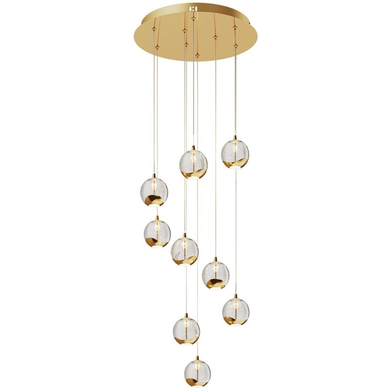 

Hayley lámpara colgante LED, 9 luces, oro - Lucande