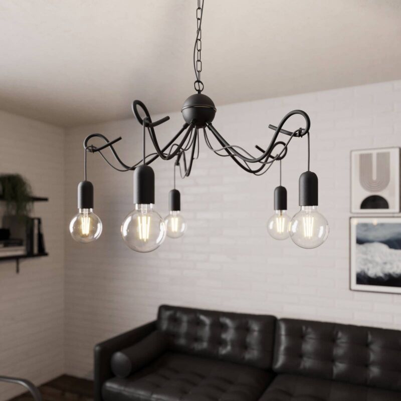 

Lucande Jorna lámpara colgante, 5 luces cable gris
