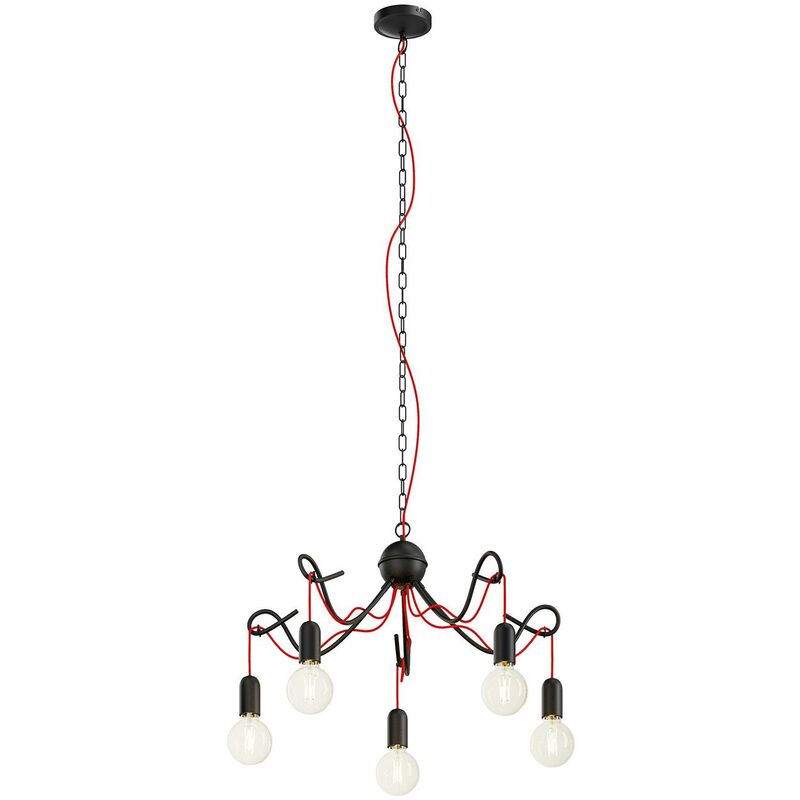 

Jorna lámpara colgante, 5 luces cable rojo - Lucande