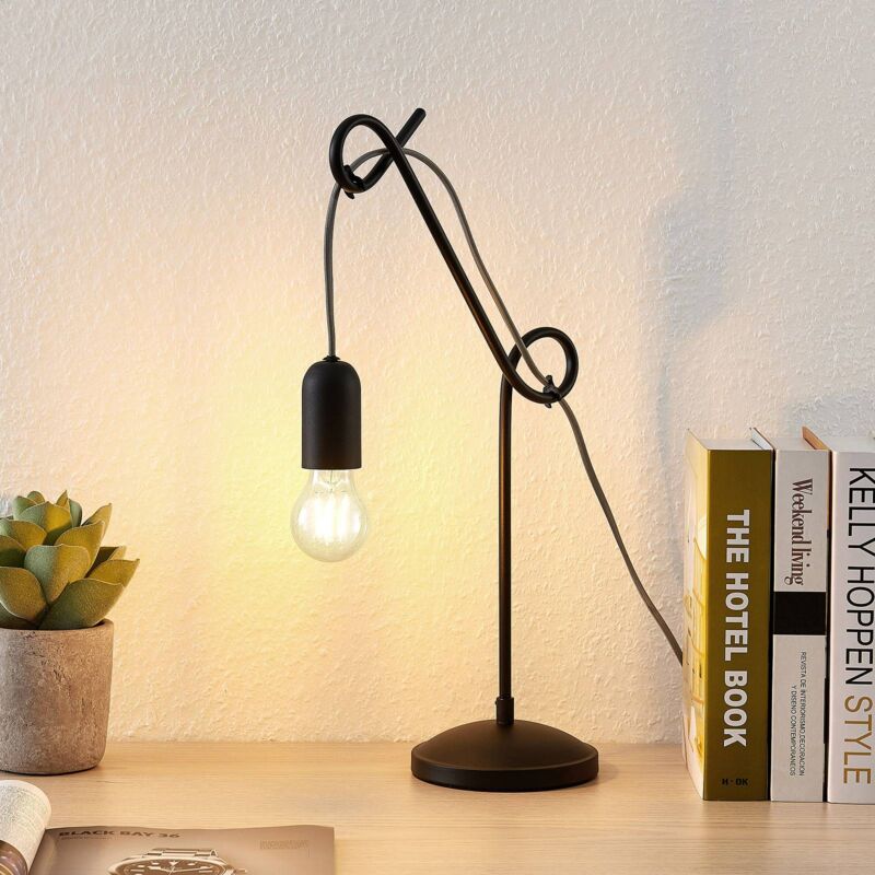 

Jorna lámpara de mesa en negro, cable gris - Lucande