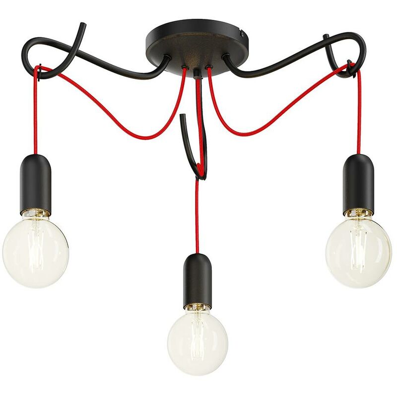 

Jorna plafón, 3 luces, cable rojo - Lucande