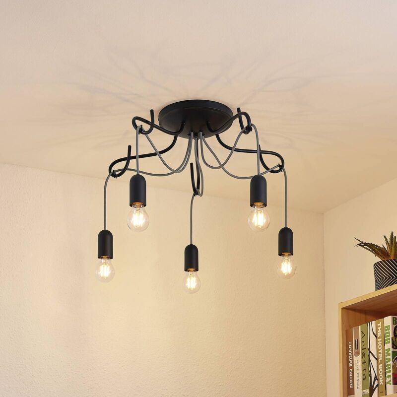 

Jorna plafón, 5 luces, cable gris - Lucande