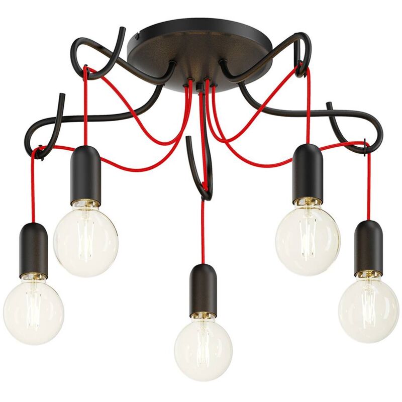 

Jorna plafón, 5 luces, cable rojo - Lucande