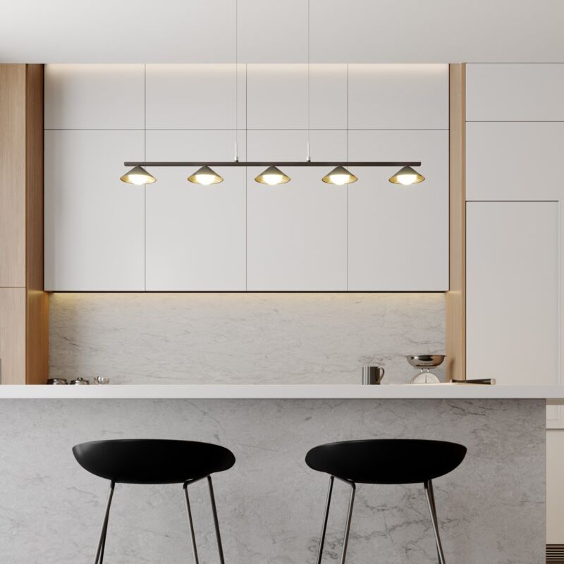 

Kianos lámpara colgante LED, negro 5 luces - Lucande