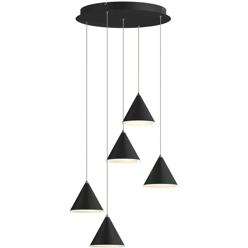 Lucande - Livan LED-Hängeleuchte, schwarz, 5-fl.