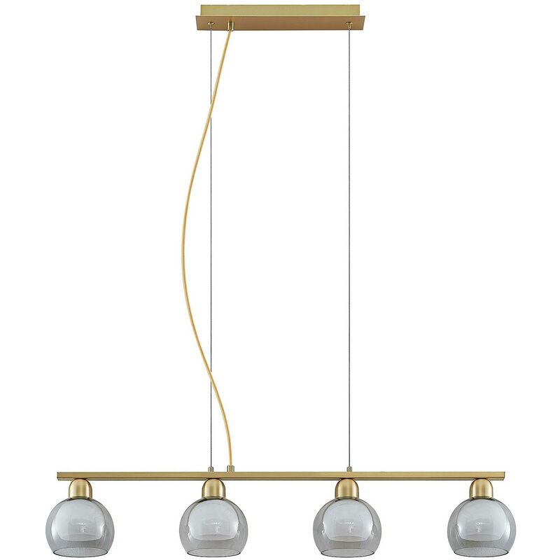 Image of Mylah lampada a sospensione, 4 luci - ottone, grigio fumo, bianco - Lucande