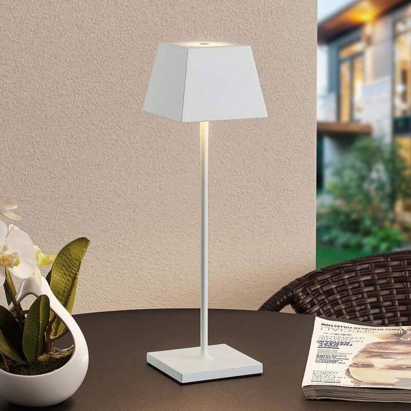 

Patini lámpara de mesa LED exterior blanca - Lucande