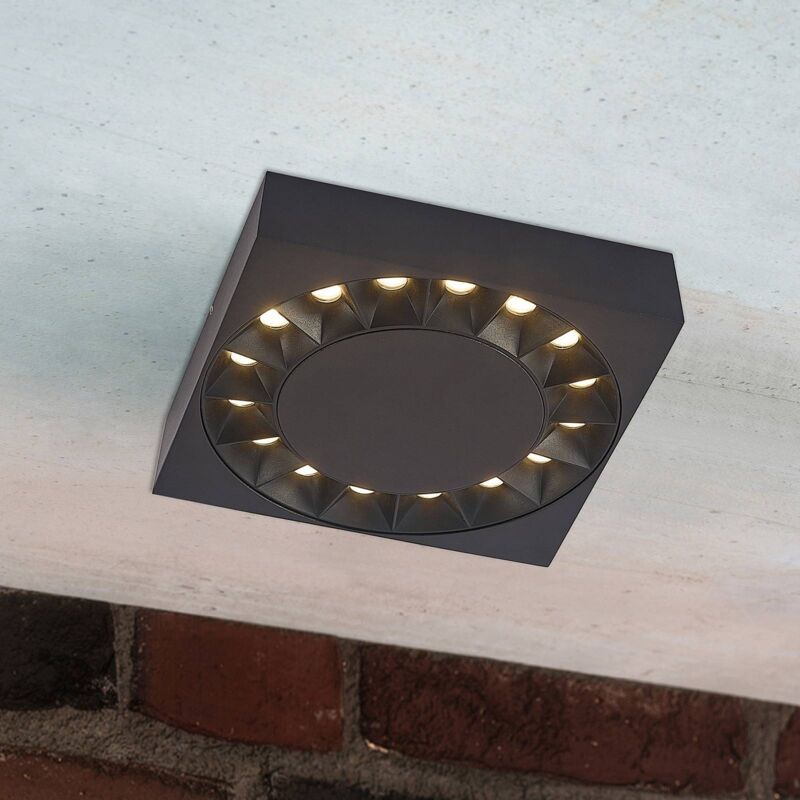

plafón LED exterior Kelissa negro angular - Lucande
