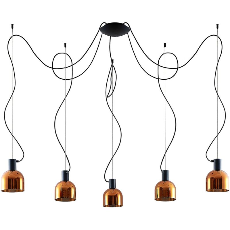 

Serina colgante, 5 luces vidrio cobre - Lucande