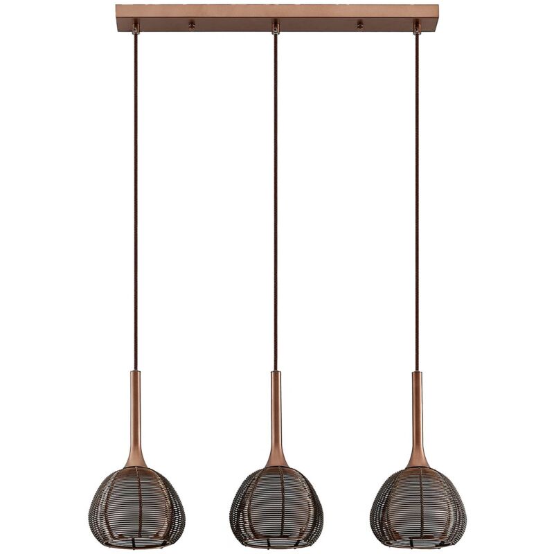 

Tetira colgante, 3 luces, largo, marrón - Lucande
