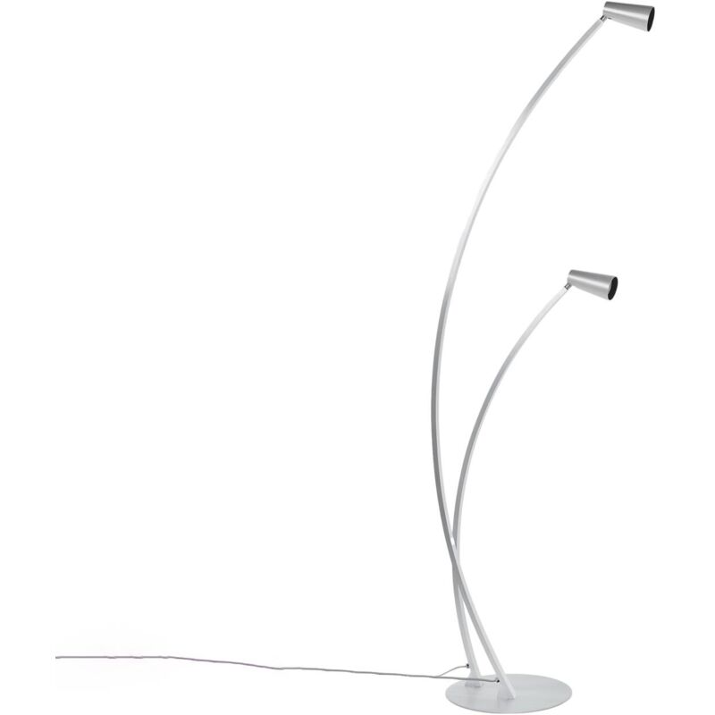 Image of Velanoris, lampada da terra a 2 luci, alluminio spazzolato - alluminio spazzolato - Lucande