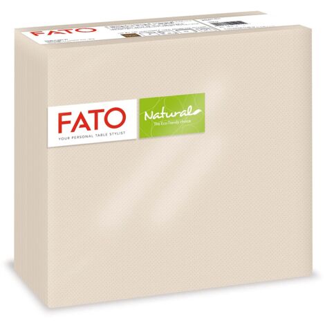 Lucart Fato - Tovaglioli Natural di Carta Monouso Piegati in 4, Ecologici, Confezione da 40 tovaglioli, Formato 38x38, 2 veli, Carta 100% di Fibre Riciclate