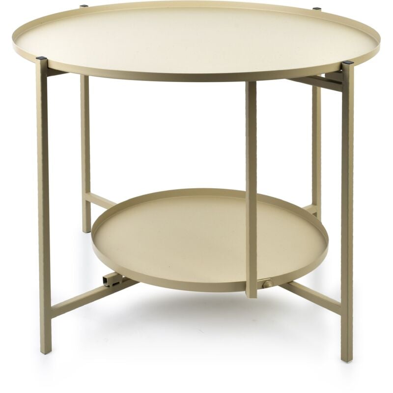LUCAS BEIGE Table basse à deux niveaux 60,5cmxh45cm