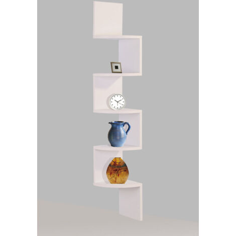 Lucca 5 Tier Wall Mounted Corner Shelf - White