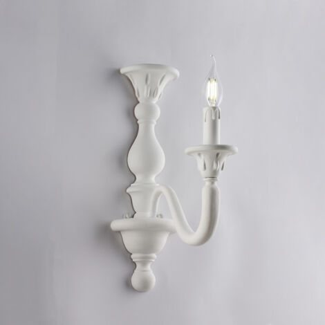 Lucca Applique murale en bois blanc Shabby 1 lumière .13 P.26 BL271-AP1-BCO