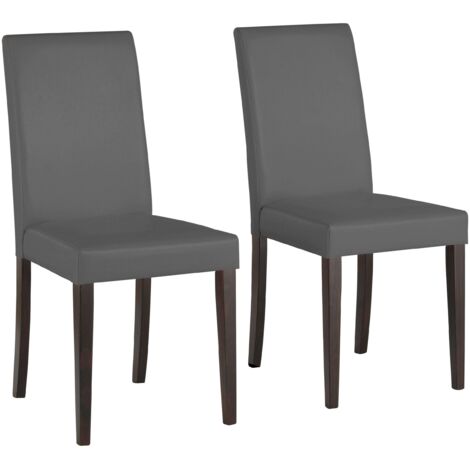 Lucca-Ensemble de 2 chaises de salle à manger en PU brun avec pieds en pin brun foncé