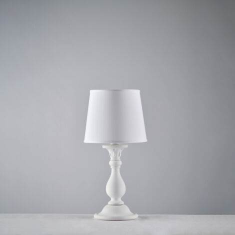 Lucca Lampe de table Shabby en bois blanc 1 lumière avec abat-jour dm.20 H.39 d.20 BL271-LT-BCO
