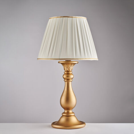 Lucca Lampe en bois doré antique 1 lumière avec abat-jour dm.35 H.60 d.35 BL271-LM-OR